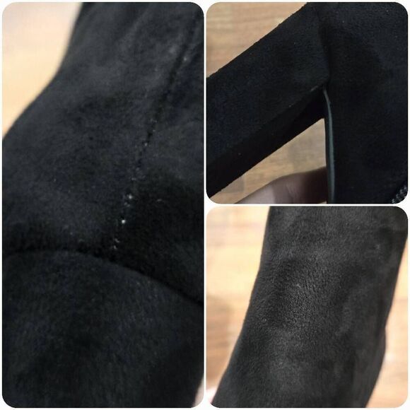 Fashion Nova Black Suede Peep Toe Ankle Block Heel Booties(F007)Size 10 - Picture 12 of 12